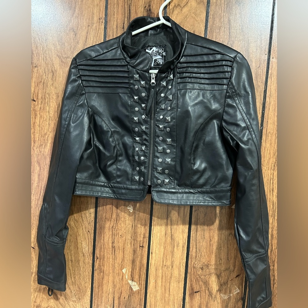 Just One Teen Girls Faux Leather Full Zip Jacket Medium
